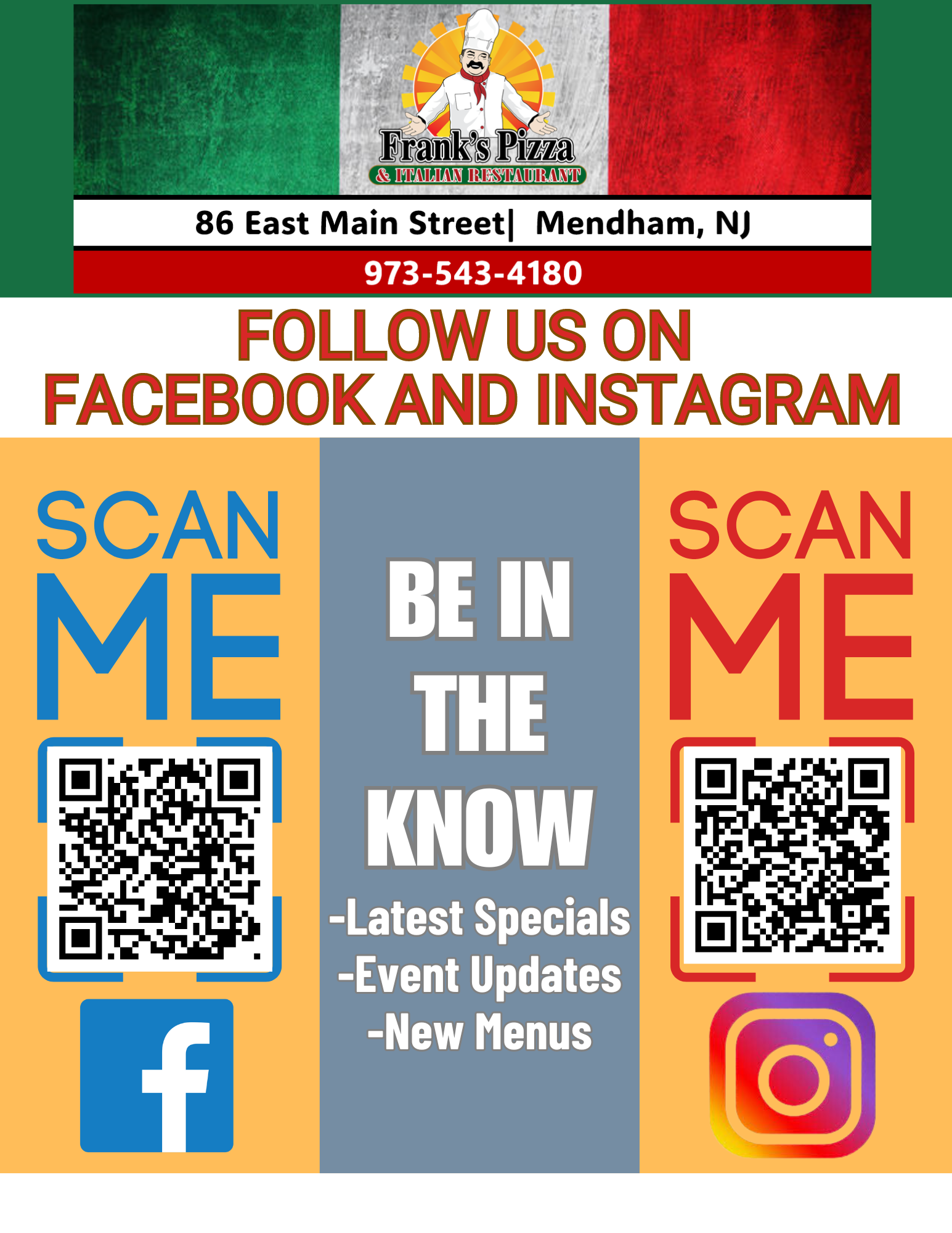 Franks Pizza Mendham Social Media